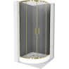 Cabine de douche Mexen Rio semi-circulaire 90 x 90 cm, graphite, or + receveur Rio, blanc - 863-090-090-50-0-4710