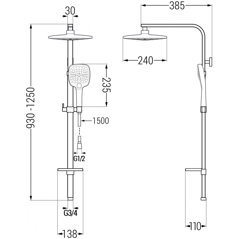 Mexen Q17 colonne de douche, chrom/blanc - 798171795-02