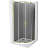 Cabine de douche Mexen Rio semi-circulaire 90 x 90 cm, gris, doré + bac de douche Flat, blanc - 863-090-090-50-40-4110G