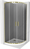 Cabine de douche Mexen Rio semi-circulaire 90 x 90 cm, gris, doré + bac de douche Flat, blanc - 863-090-090-50-40-4110G