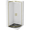 Mexen Rio cabine de douche semi-circulaire 80 x 80 cm, transparent, dorée + receveur Flat, noir - 863-080-080-50-00-4170G