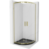 Mexen Rio cabine de douche semi-circulaire 90 x 90 cm, transparent, doré + receveur Flat, noir - 863-090-090-50-00-4170G