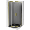 Mexen Rio cabine de douche en quart de cercle 90 x 90 cm, graphite, or + receveur Flat, noir - 863-090-090-50-40-4170G