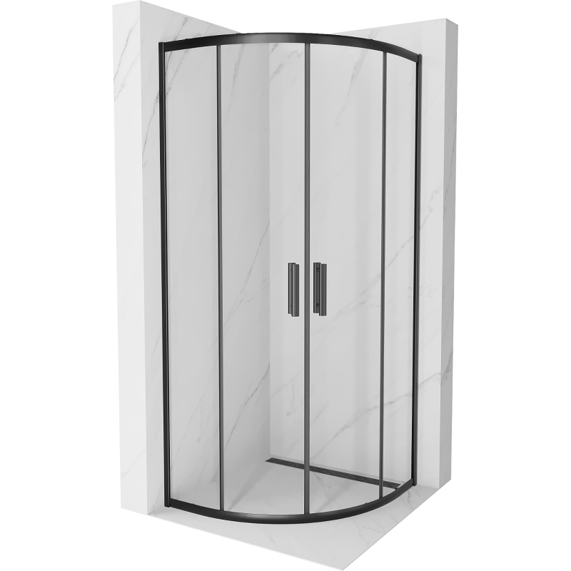 Cabine de douche semi-circulaire Mexen Rio 70 x 70 cm, transparente, noire - 863-070-070-70-00