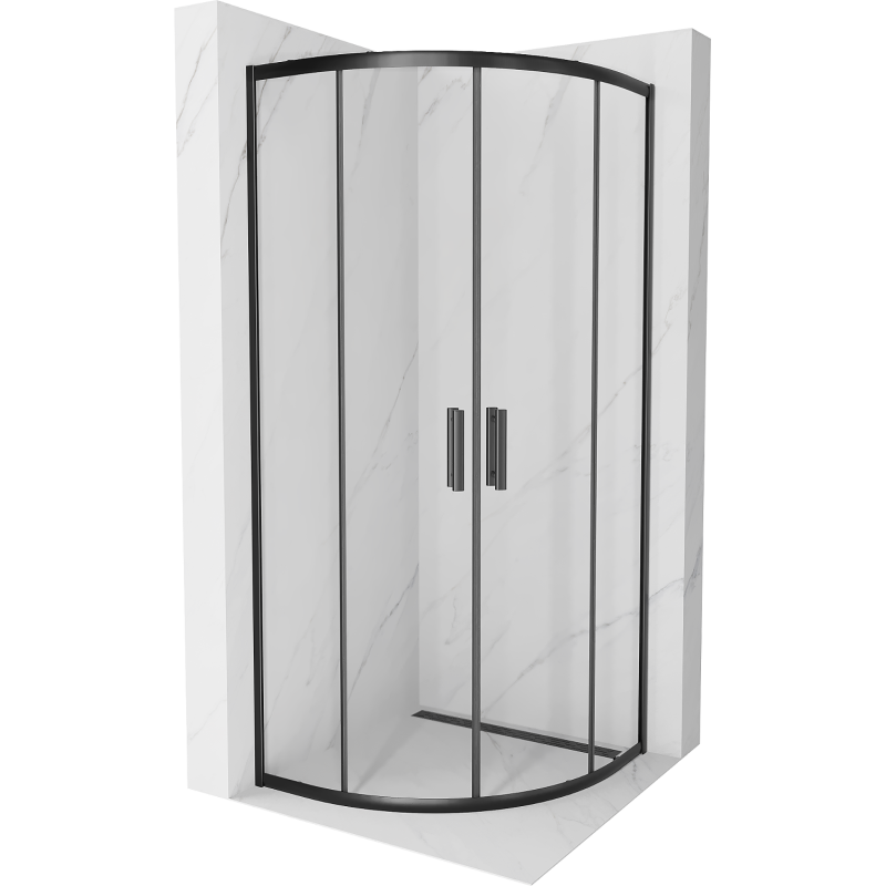 Cabine de douche Mexen Rio semi-circulaire 80 x 80 cm, transparente, noire - 863-080-080-70-00
