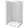 Mexen Roma cabine de douche à porte battante 70 x 80 cm, transparent, chrome + receveur Flat - 854-070-080-01-00-4010
