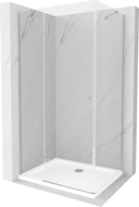 Cabine de douche pliante Mexen Roma 80 x 70 cm, transparent, chrome + receveur Flat - 854-080-070-01-00-4010