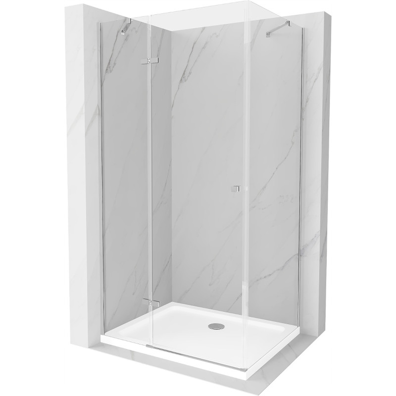 Mexen Roma cabine de douche battante 100 x 80 cm, transparent, chrome + receveur Flat - 854-100-080-01-00-4010