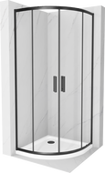 Cabine de douche Mexen Rio semi-circulaire 80 x 80 cm, transparente, noire + bac de douche Flat, blanc - 863-080-080-70-00-4110B