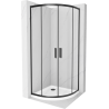 Cabine de douche Mexen Rio demi-ronde 90 x 90 cm, transparente, noire + receveur Flat, blanc - 863-090-090-70-00-4110B