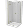 Mexen Roma cabine de douche pivotante 70 x 70 cm, transparent, or + receveur de douche plat - 854-070-070-50-00-4010