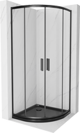 Cabine de douche Mexen Rio semi-circulaire 80 x 80 cm, transparente, noire + receveur Flat, noir - 863-080-080-70-00-4170B