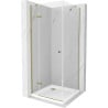 Mexen Roma cabine de douche pivotante 80 x 80 cm, transparent, or + receveur Flat - 854-080-080-50-00-4010