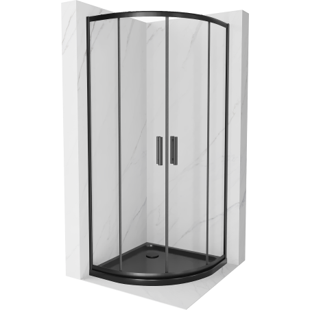 Mexen Rio cabine de douche demi-circulaire 90 x 90 cm, transparent, noir + receveur Flat, noir - 863-090-090-70-00-4170B