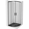 Cabine de douche Mexen Rio semi-circulaire 90 x 90 cm, transparent, noir + receveur Flat, noir - 863-090-090-70-00-4170B