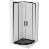Mexen Rio cabine de douche demi-circulaire 90 x 90 cm, transparent, noir + receveur Flat, noir - 863-090-090-70-00-4170B