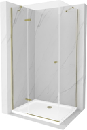 Mexen Roma cabine de douche pivotante 70 x 100 cm, transparent, dorée + receveur Flat - 854-070-100-50-00-4010