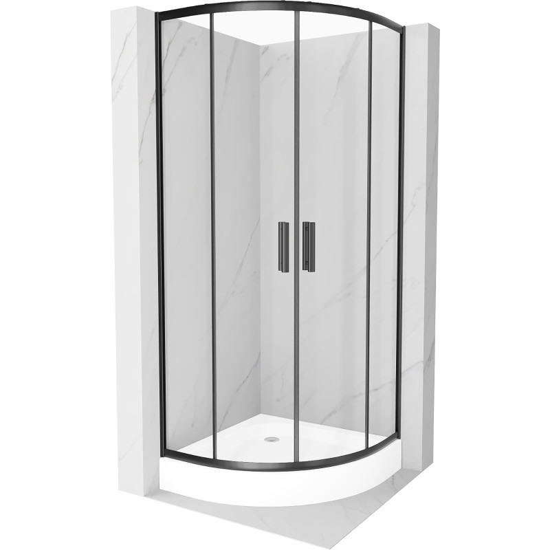 Mexen Rio cabine de douche semi-circulaire 70 x 70 cm, transparent, noir + bac à douche, blanc - 863-070-070-70-00-4710