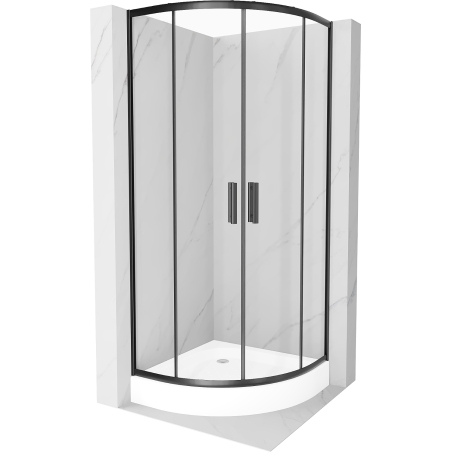 Cabine de douche Mexen Rio demi-ronde 70 x 70 cm, transparente, noire + receveur Rio, blanc - 863-070-070-70-00-4710