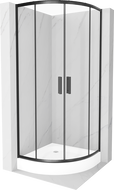 Cabine de douche Mexen Rio demi-ronde 70 x 70 cm, transparente, noire + receveur Rio, blanc - 863-070-070-70-00-4710