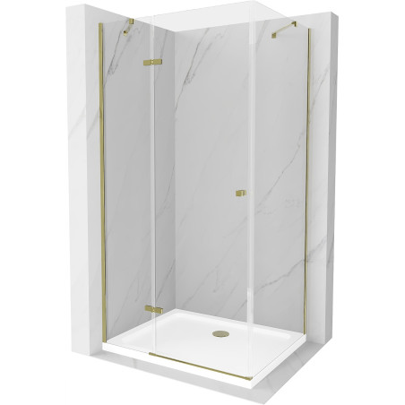 Mexen Roma cabine de douche pivotante 80 x 70 cm, transparent, or + receveur Flat - 854-080-070-50-00-4010
