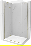 Mexen Roma cabine de douche pivotante 90 x 70 cm, transparent, doré + bac plat - 854-090-070-50-00-4010