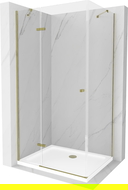 Mexen Roma cabine de douche pivotante 90 x 70 cm, transparent, dorée + receveur Flat - 854-090-070-50-00-4010