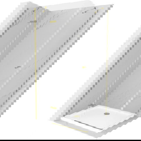 Mexen Roma cabine de douche à battant 100 x 80 cm, transparent, or + receveur plat - 854-100-080-50-00-4010