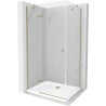 Mexen Roma cabine de douche pivotante 100 x 90 cm, transparent, dorée + receveur Flat - 854-100-090-50-00-4010