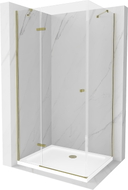 Mexen Roma cabine de douche pivotante 120 x 100 cm, transparente, or + receveur plat - 854-120-100-50-00-4010
