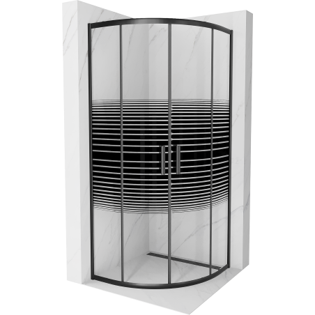 Mexen Rio cabine de douche semi-circulaire 70 x 70 cm, bandes noires, noir - 863-070-070-70-20