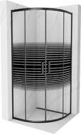 Cabine de douche Mexen Rio semi-circulaire 70 x 70 cm, rayures, noire - 863-070-070-70-20