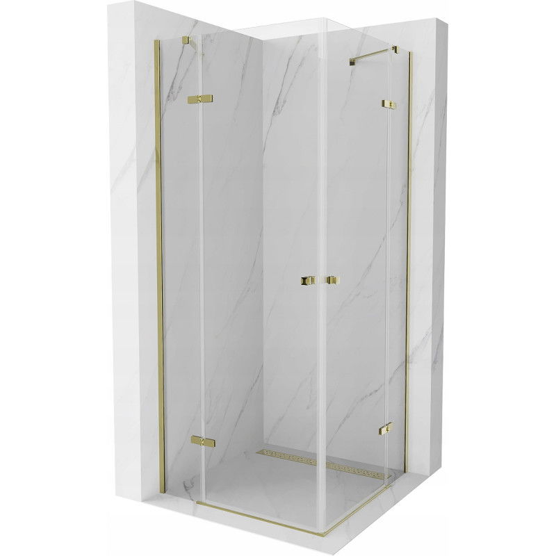 Mexen Roma Duo cabine de douche pivotante 70 x 70 cm, transparent, or - 854-070-070-50-00-02