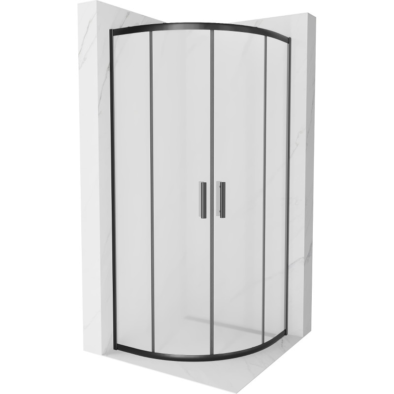 Mexen Rio cabine de douche semi-circulaire 70 x 70 cm, dépoli, noir - 863-070-070-70-30