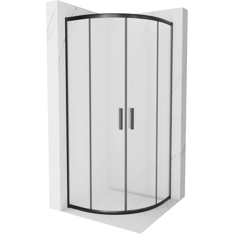 Mexen Rio cabine de douche semi-circulaire 80 x 80 cm, givre, noir - 863-080-080-70-30