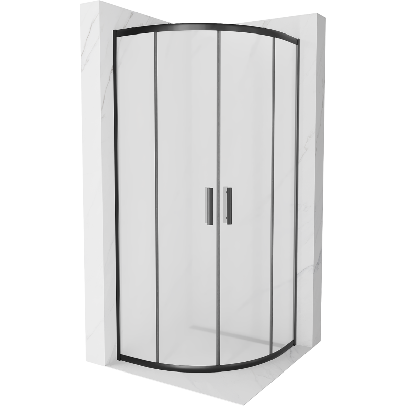 Mexen Rio cabine de douche semi-circulaire 90 x 90 cm, givré, noir - 863-090-090-70-30