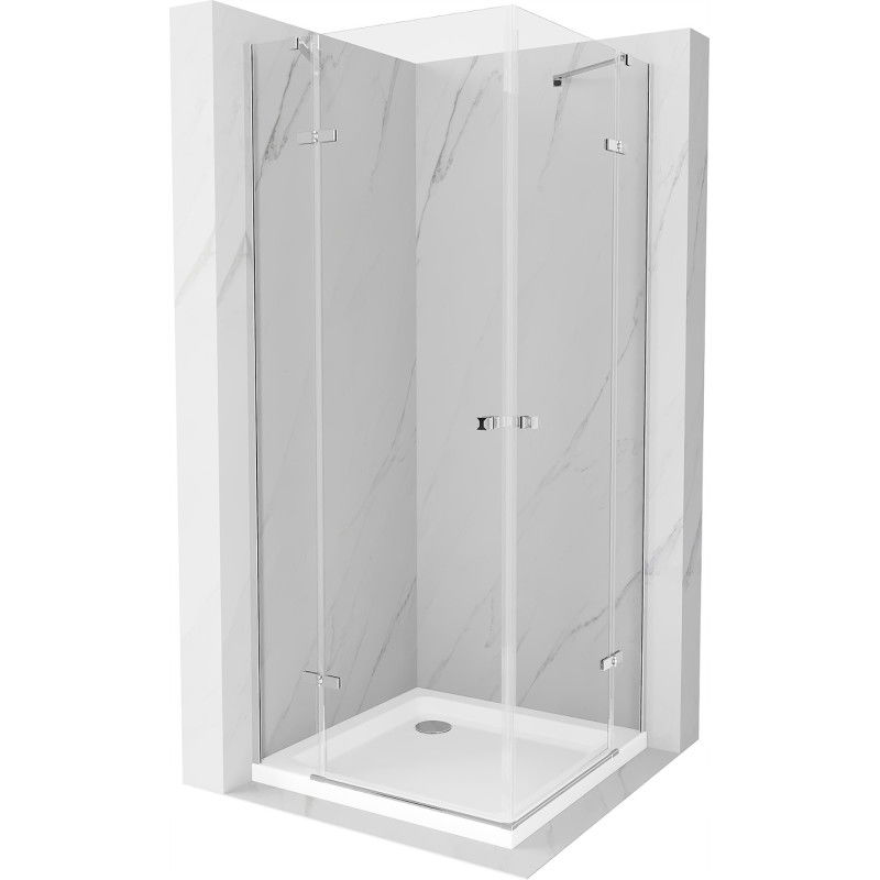 Mexen Roma Duo cabine de douche pivotante 100 x 100 cm, transparent, chrome + receveur Plat - 854-100-100-01-02-4010