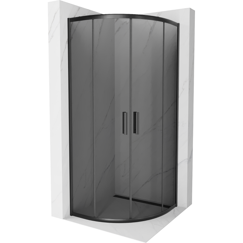 Cabine de douche Mexen Rio semi-circulaire 70 x 70 cm, graphite, noir - 863-070-070-70-40