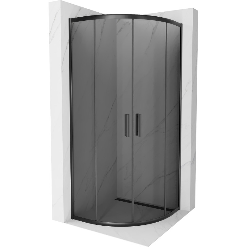 Mexen Rio cabine de douche semi-circulaire 70 x 70 cm, graphite, noir - 863-070-070-70-40