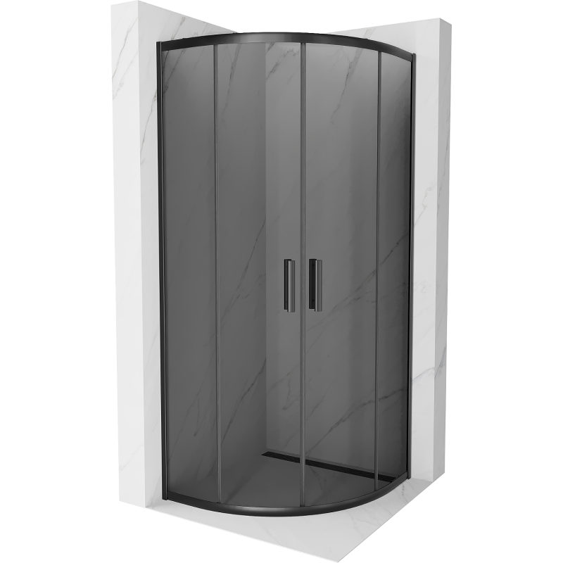 Mexen Rio cabine de douche semi-circulaire 70 x 70 cm, graphite, noire - 863-070-070-70-40