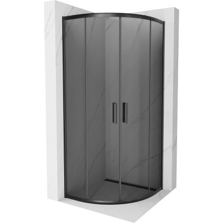 Cabine de douche Mexen Rio semi-circulaire 70 x 70 cm, graphite, noir - 863-070-070-70-40