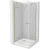 Mexen Roma Duo cabine de douche pivotante 70 x 70 cm, transparent, dorée + receveur plat - 854-070-070-50-02-4010G