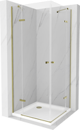 Mexen Roma Duo cabine de douche pivotante 100 x 100 cm, transparent, or + receveur Flat - 854-100-100-50-02-4010G