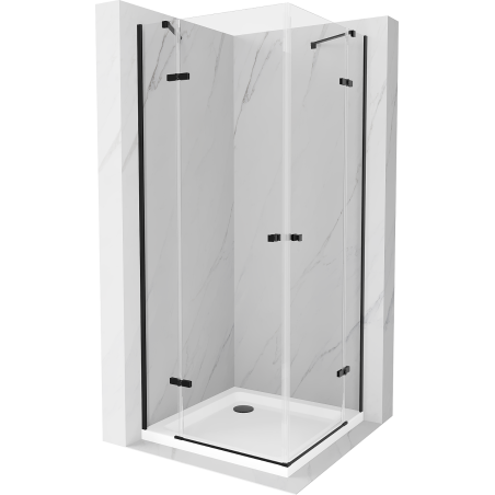 Mexen Roma Duo cabine de douche pivotante 70 x 70 cm, transparent, noir + receveur Flat - 854-070-070-70-02-4010B