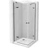 Mexen Roma Duo cabine de douche pivotante 80 x 80 cm, transparente, noire + receveur Flat - 854-080-080-70-02-4010B