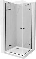 Mexen Roma Duo cabine de douche battante 80 x 80 cm, transparent, noir + receveur plat - 854-080-080-70-02-4010B