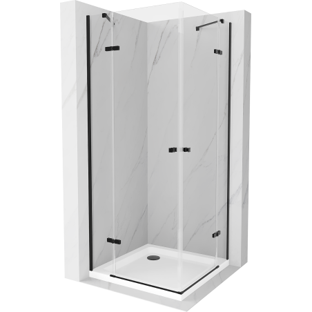 Mexen Roma Duo cabine de douche pivotante 100 x 100 cm, transparent, noir + receveur plat - 854-100-100-70-02-4010B