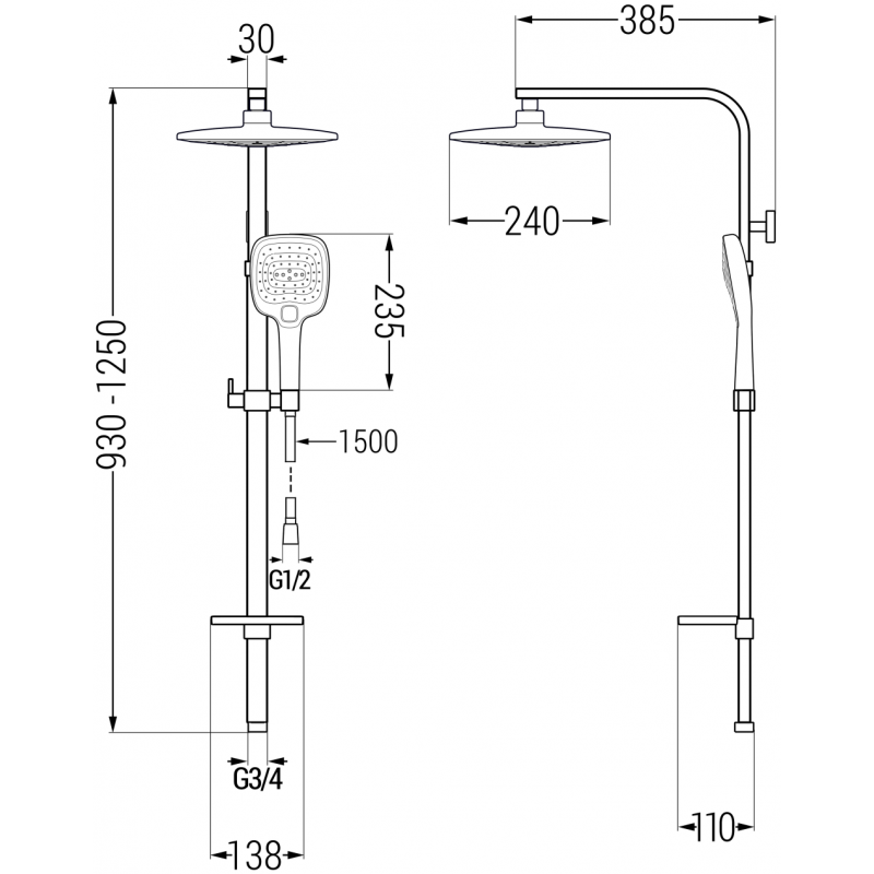 Mexen Q17 colonne de douche, blanc/chrome - 798171795-21