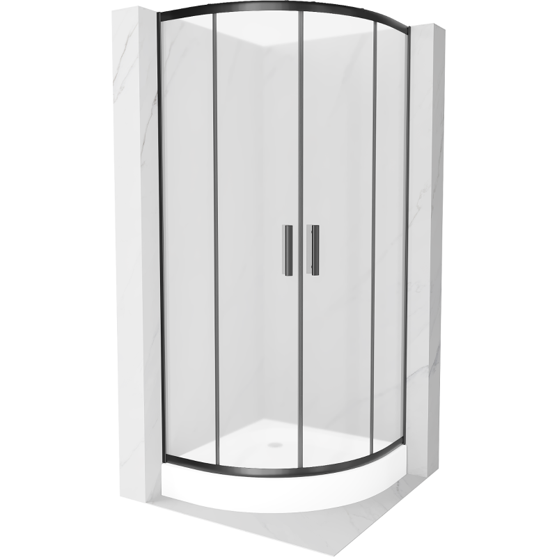Mexen Rio cabine de douche semi-circulaire 70 x 70 cm, givre, noir + receveur de douche Rio, blanc - 863-070-070-70-30-4710