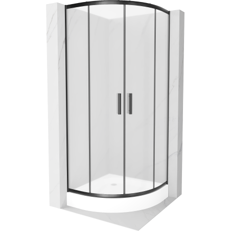 Mexen Rio cabine de douche demi-circulaire 70 x 70 cm, givrée, noire + receveur Rio, blanc - 863-070-070-70-30-4710